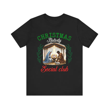 Christmas Nativity Social Club Shirt – Christian Nativity Scene Holiday Tee