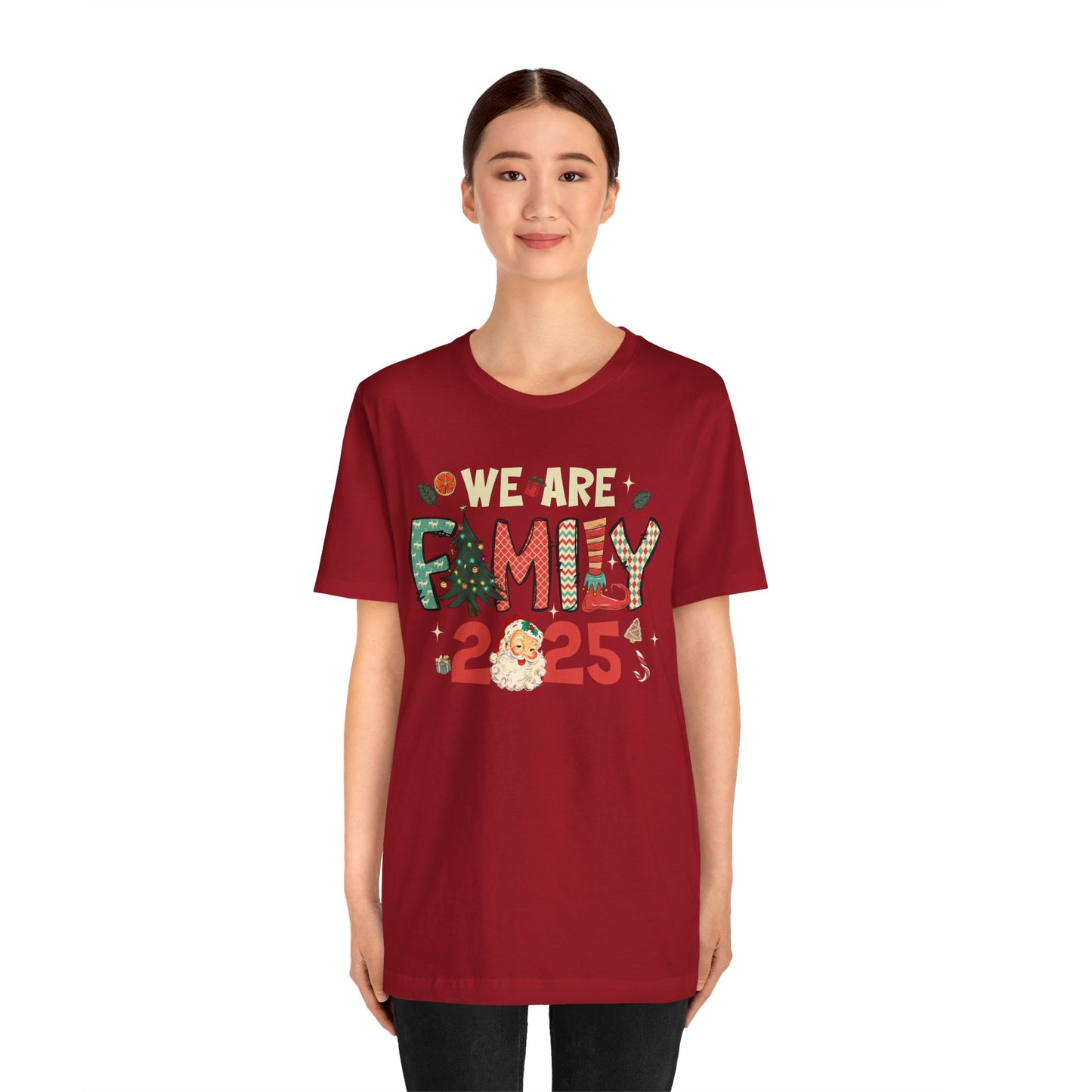 Vintage We Are Family Christmas Shirt – Retro Santa & Tree Matching Holiday Tee
