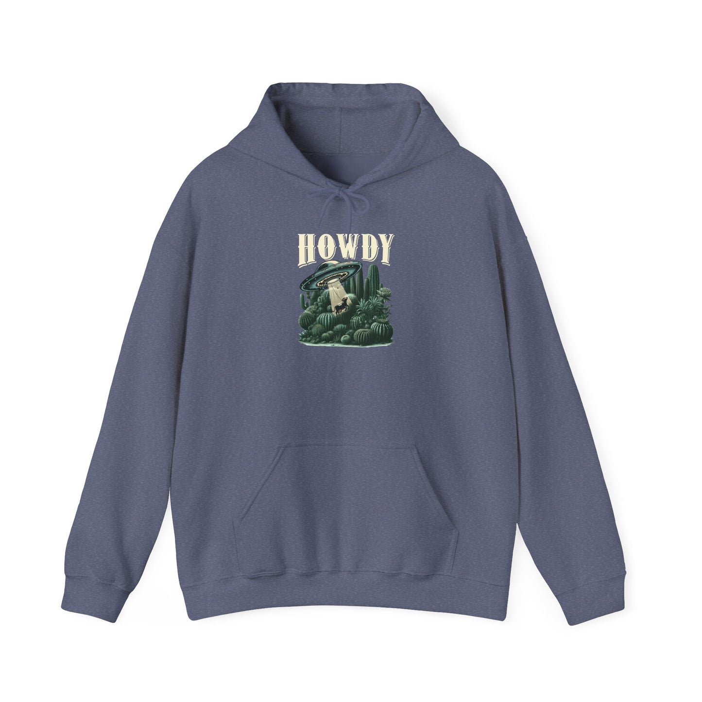 Howdy Cow Abduction Hoodie – Western UFO Rodeo Cactus Desert Texas Pullover