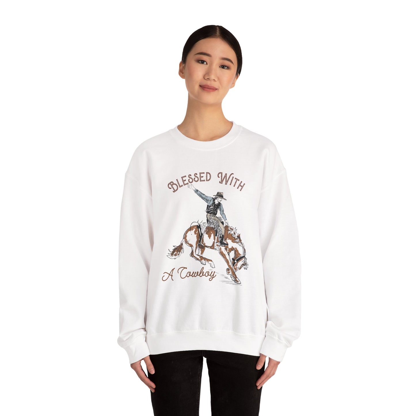 Blessed with a Cowboy Sweatshirt – Retro Christian Western Rodeo Pullover
