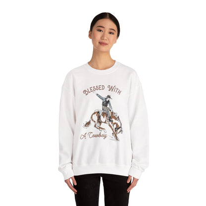 Blessed with a Cowboy Sweatshirt – Retro Christian Western Rodeo Pullover