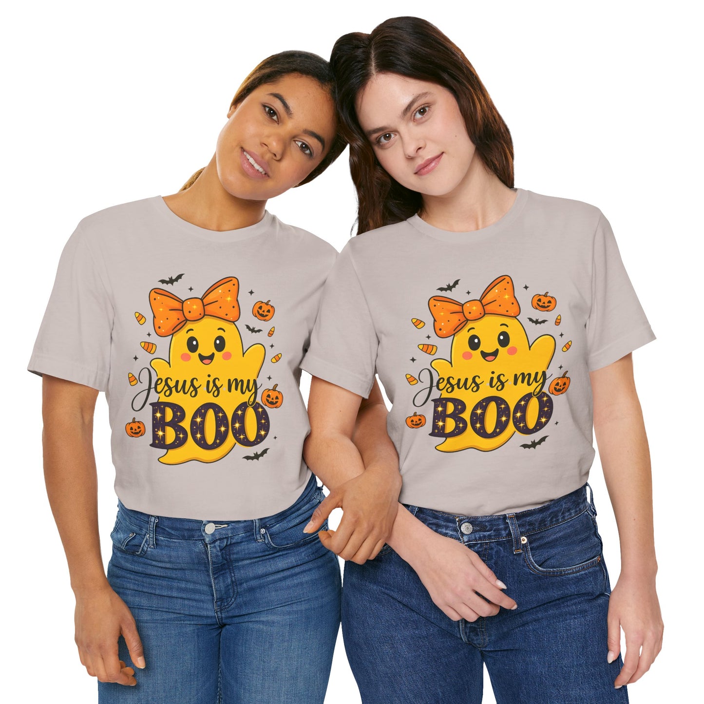 Jesus Is My Boo Shirt – Cute Christian Ghost with Bow Halloween Faith Tee