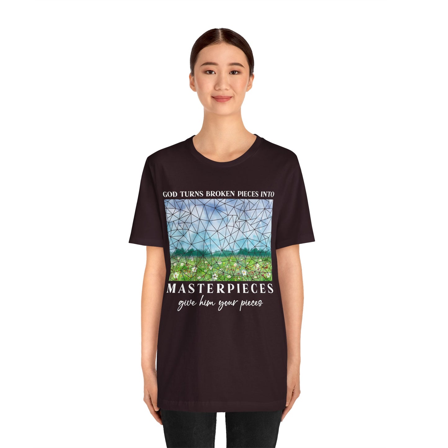 God Turns Broken Pieces Into Masterpieces Shirt – Christian Encouragement Tee