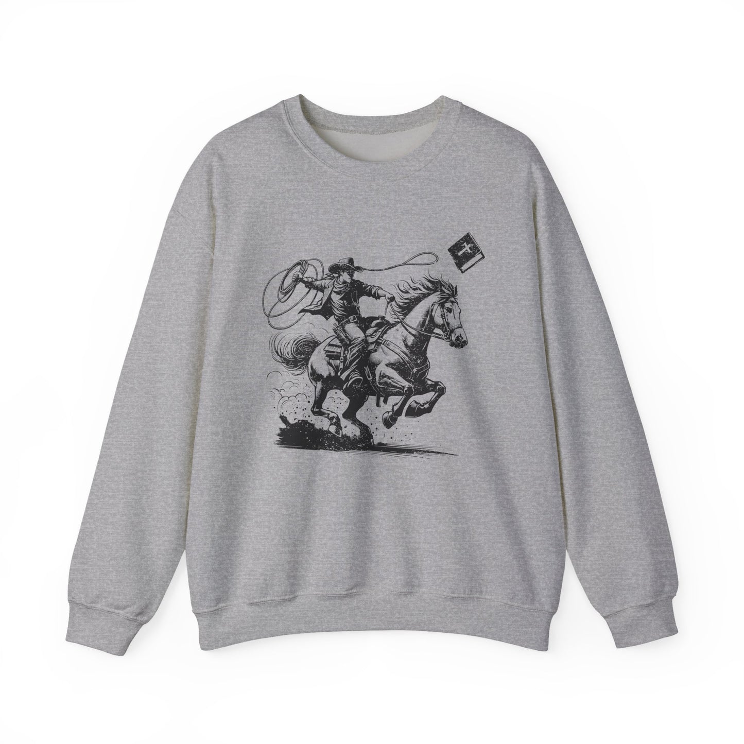 Retro Cowboy Riding Horse Sweatshirt – Christian Scripture Western Rodeo Pullover