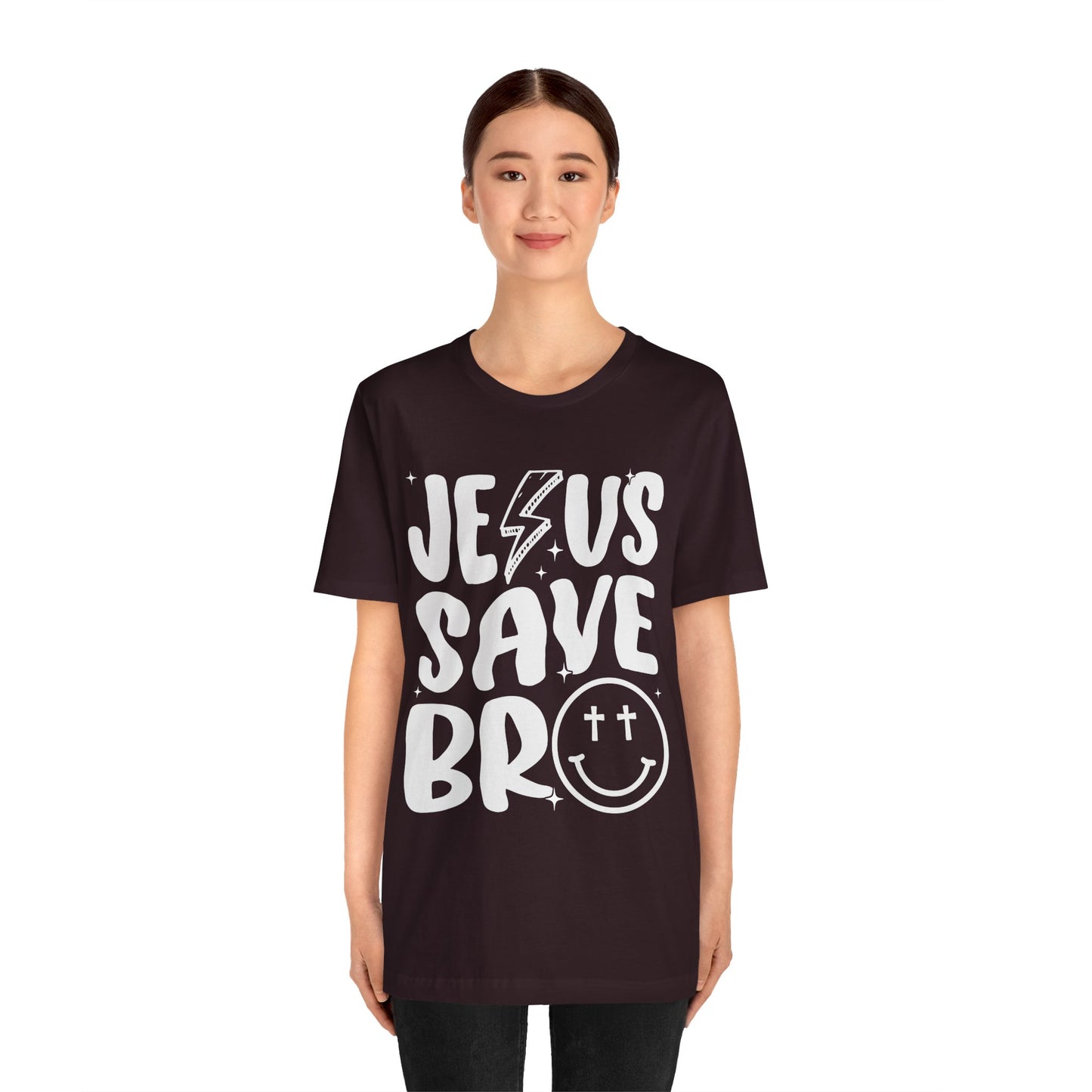 Jesus Saves Bro Shirt – Funny Retro Christian Cross Christmas Faith Tee