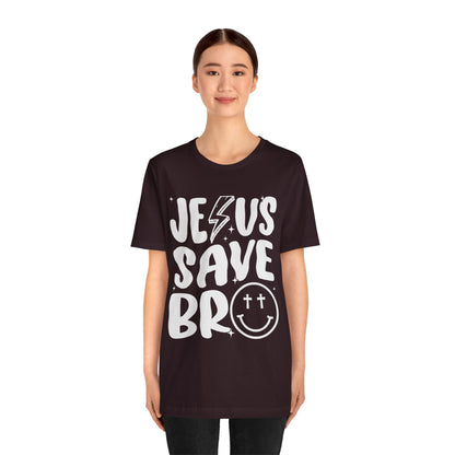 Jesus Saves Bro Shirt – Funny Retro Christian Cross Christmas Faith Tee