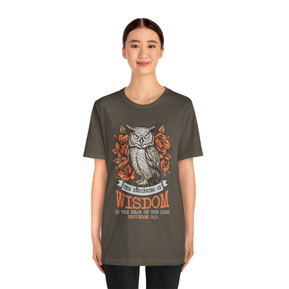 The Beginning of Wisdom Shirt – Boho Owl Flowers Christian Proverbs 9:10 Tee