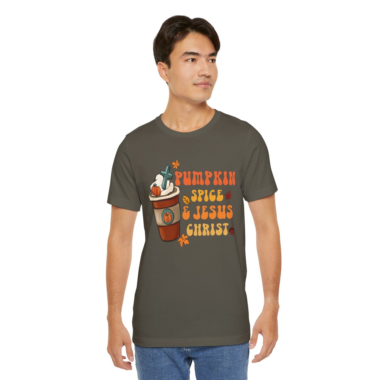 Pumpkin Spice Latte & Jesus Christ Shirt – Groovy Christian Fall Thanksgiving Tee