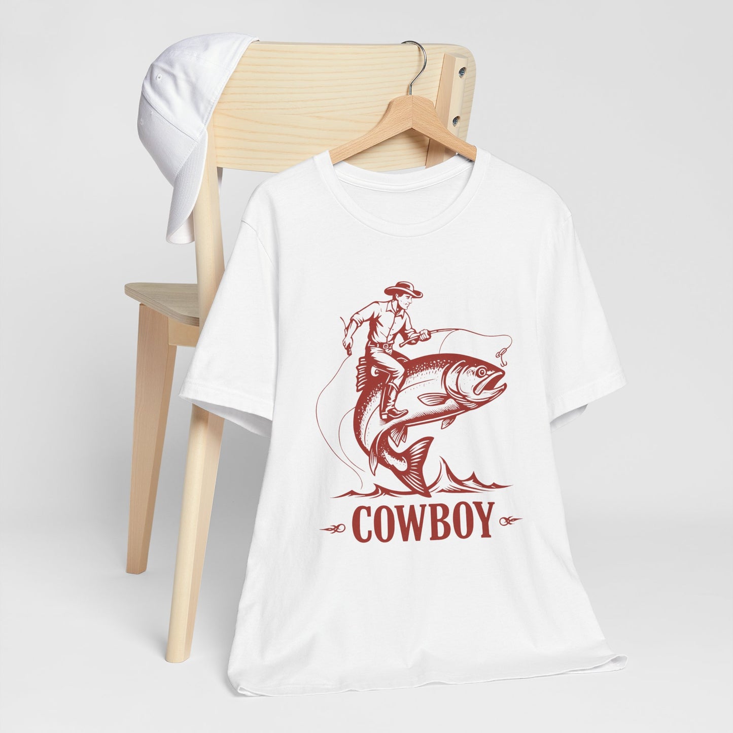 Cowboy Riding a Giant Fish Shirt – Vintage Western Fishing Rodeo Tee