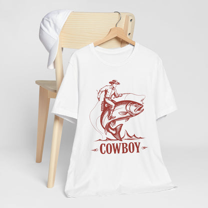 Cowboy Riding a Giant Fish Shirt – Vintage Western Fishing Rodeo Tee