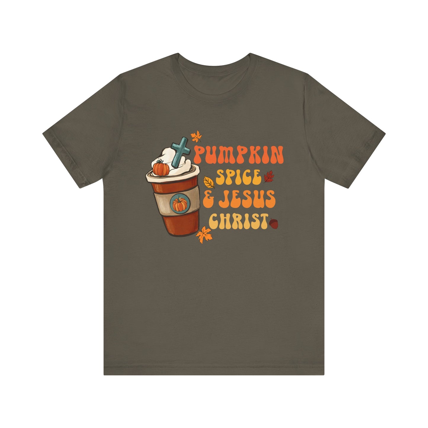 Pumpkin Spice Latte & Jesus Christ Shirt – Groovy Christian Fall Thanksgiving Tee