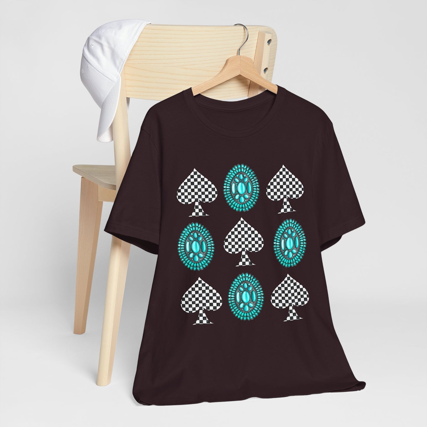 Western Turquoise Stone Shirt – Gemstone Playing Card Texas Rodeo Tee