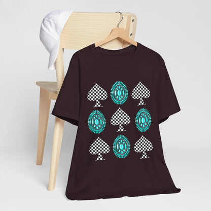 Western Turquoise Stone Shirt – Gemstone Playing Card Texas Rodeo Tee