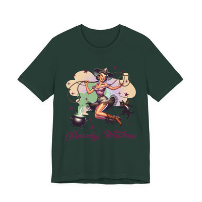 Howdy Witches Cowgirl Halloween Rodeo Western Black Cat T-Shirt