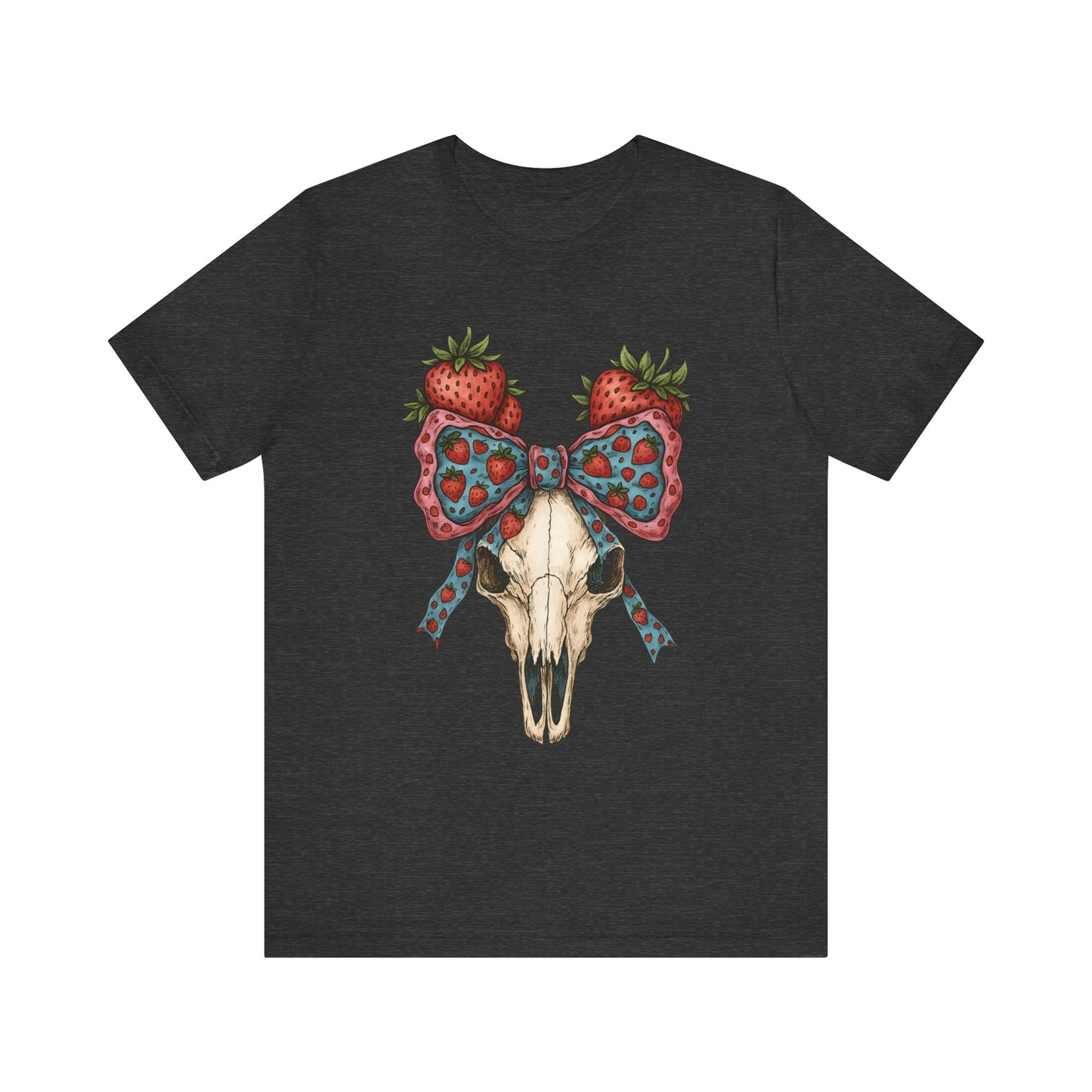 Retro Strawberry Cow Skull Shirt – Western Coquette Summer Vibes Tee