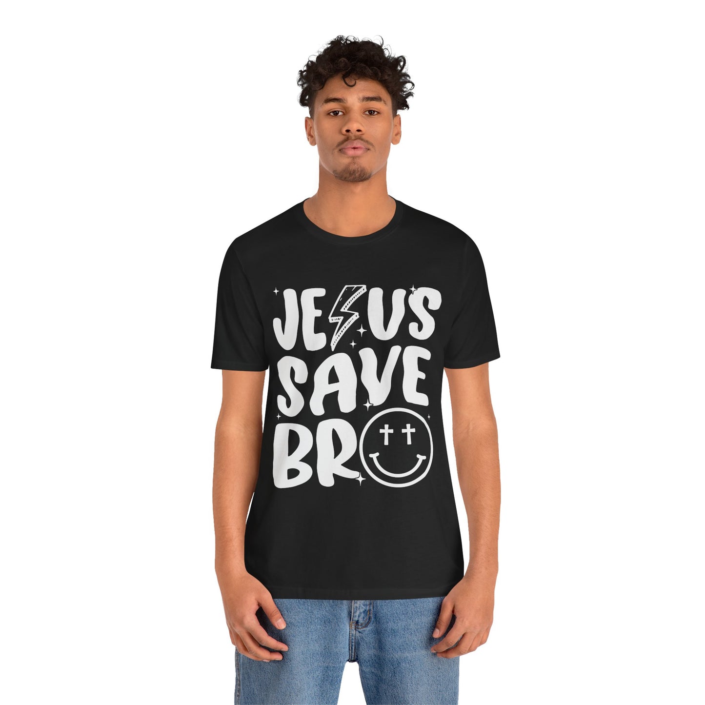 Jesus Saves Bro Shirt – Funny Retro Christian Cross Christmas Faith Tee