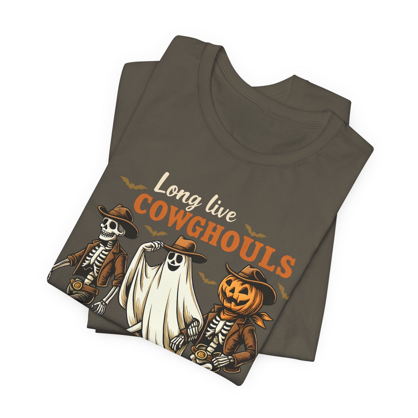 Long Live Cowghouls Shirt Western Halloween Skeleton Ghost Pumpkin Tee, Spooky Cowgirl Fall Outfit