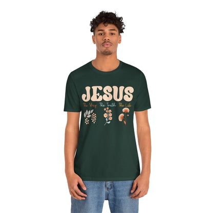 Jesus The Way The Truth The Life Shirt – Groovy Floral John 14:6 Christian Tee