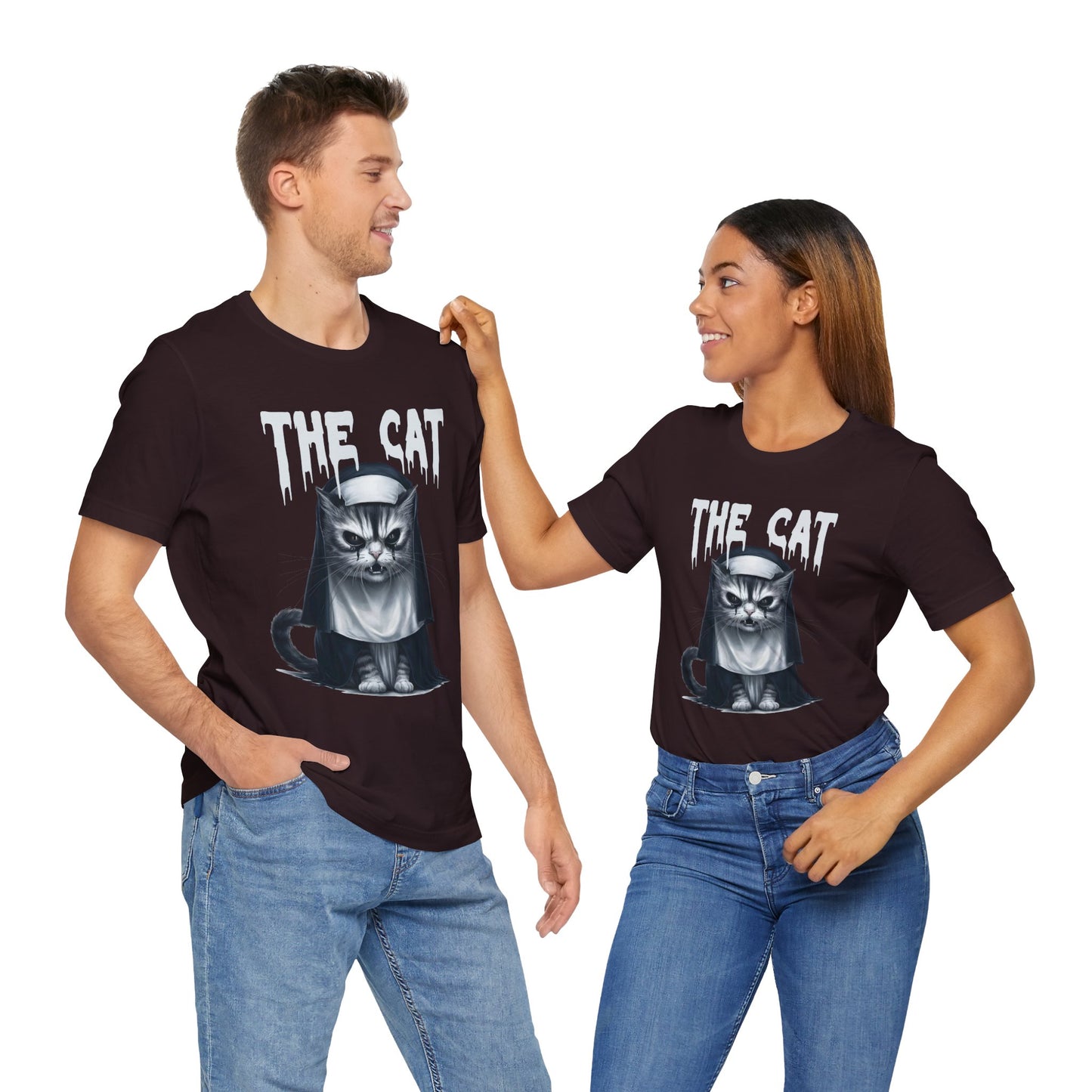 Spooky Cat Nun Halloween Creepy Cat Lovers Spooky Season T-Shirt