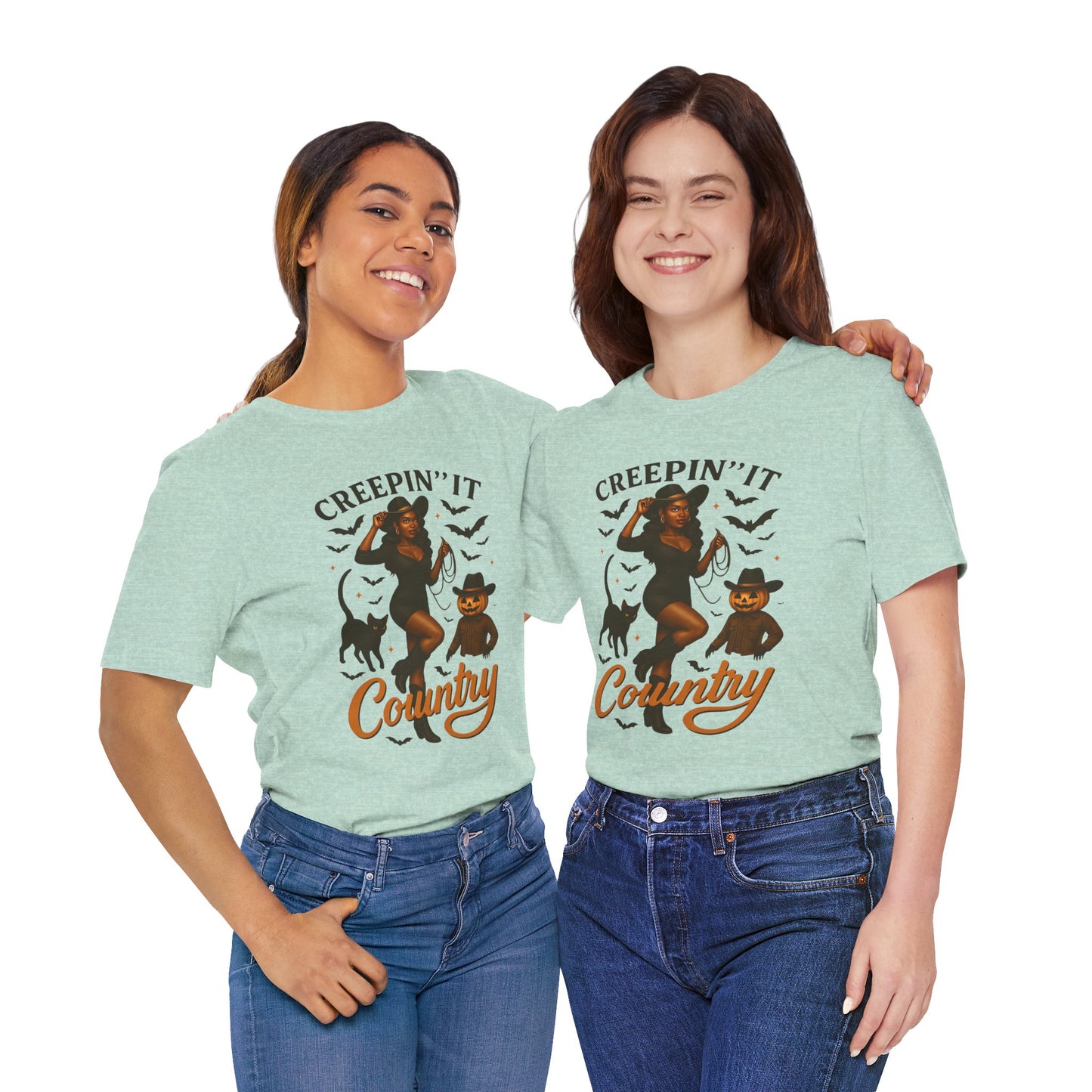 Creepin’ It Country Shirt – Spooky Cowgirl Pumpkin Western Halloween Tee