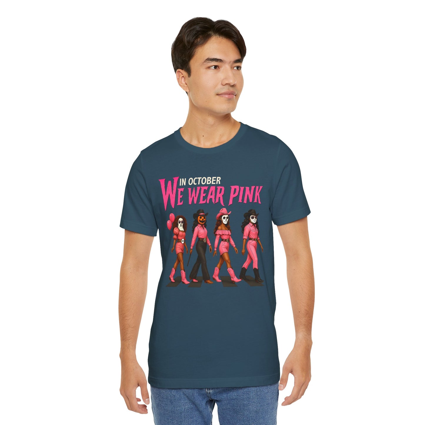 In October We Wear Pink Shirt – Spooky Cowgirl Western Halloween Tee