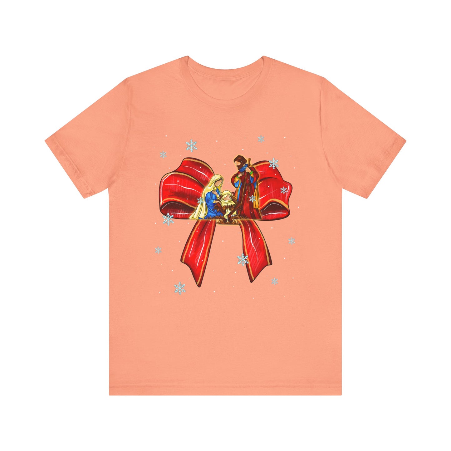 Nativity Scene Christmas Shirt – Coquette Bow Faith Holiday Pajama Tee