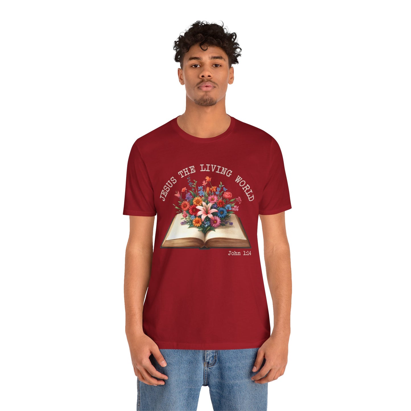 Jesus the Living Word Shirt – Christian Flower Bible Verse Book Lover Tee
