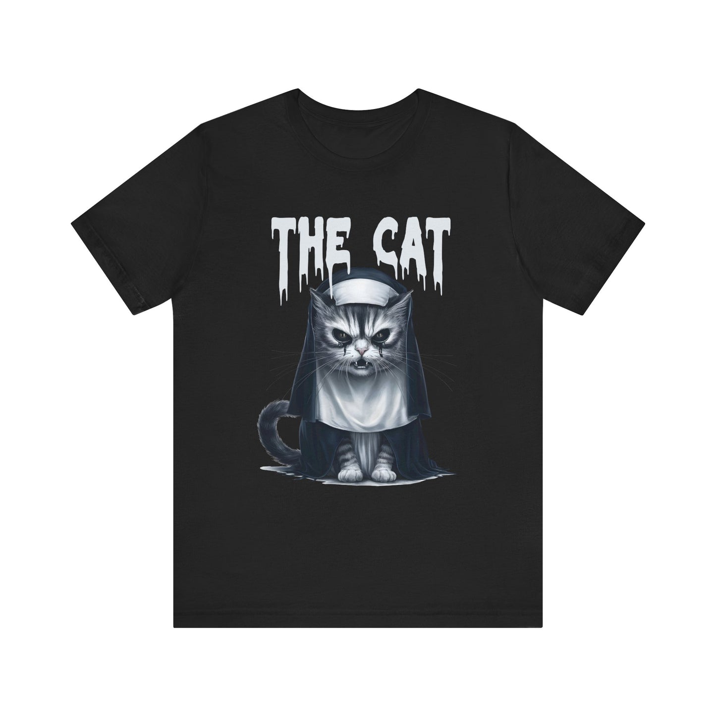 Spooky Cat Nun Halloween Creepy Cat Lovers Spooky Season T-Shirt