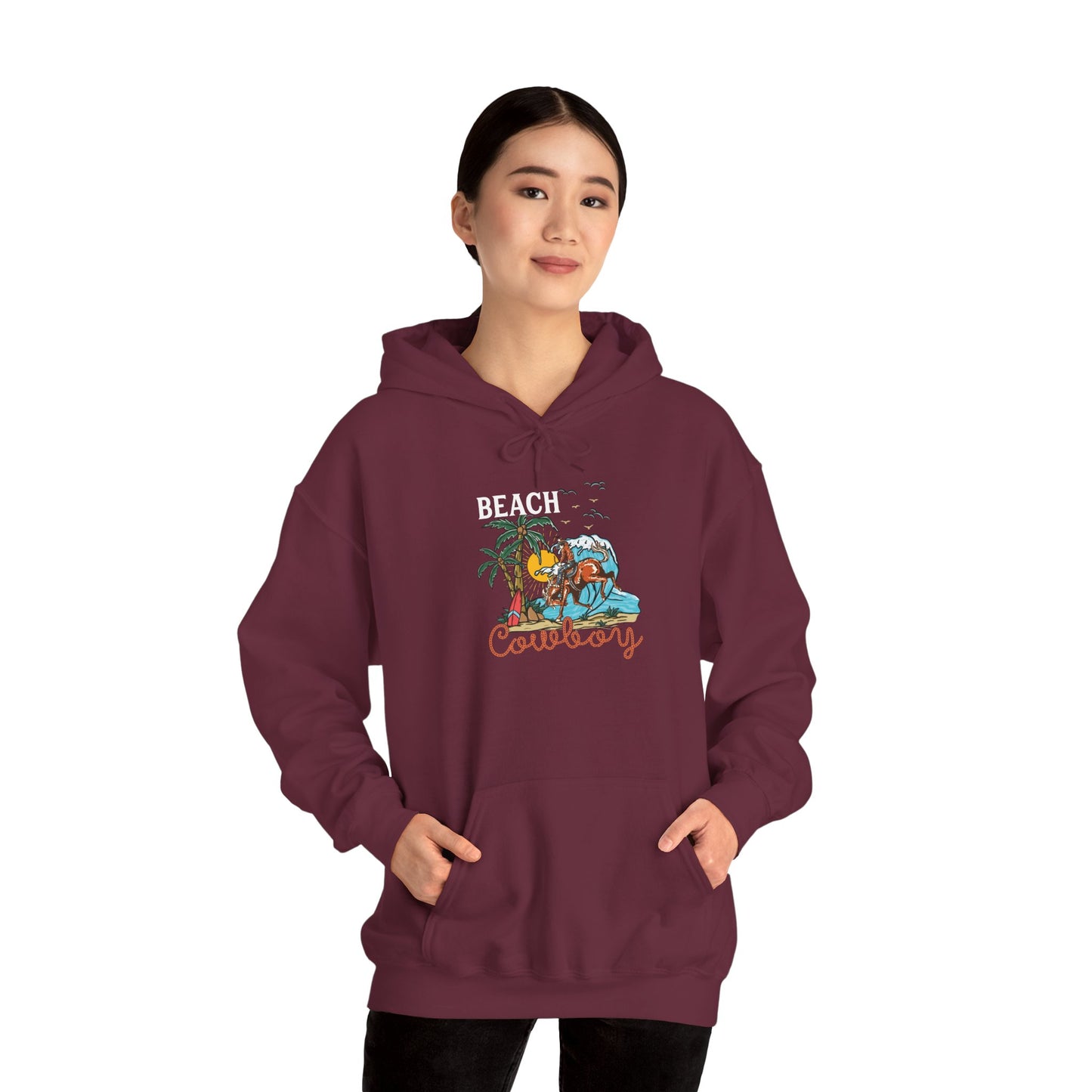 Beach Cowboy Hoodie – Tropical Palm Tree Western Rodeo Texas Pullover