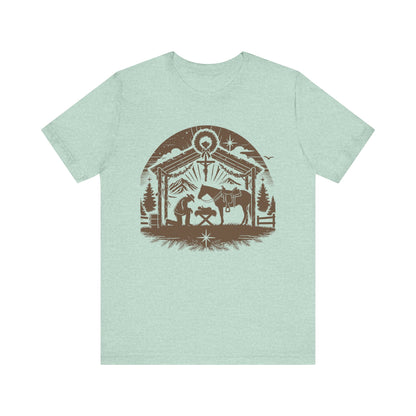 Praying Cowboy Christmas Shirt – Western Nativity Christian Holiday Tee