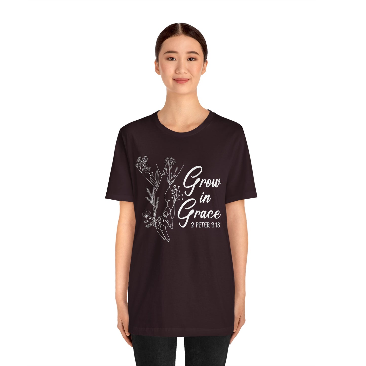 Grow in Grace Shirt – 2 Peter 3:18 Floral Christian Faith Bible Verse Tee