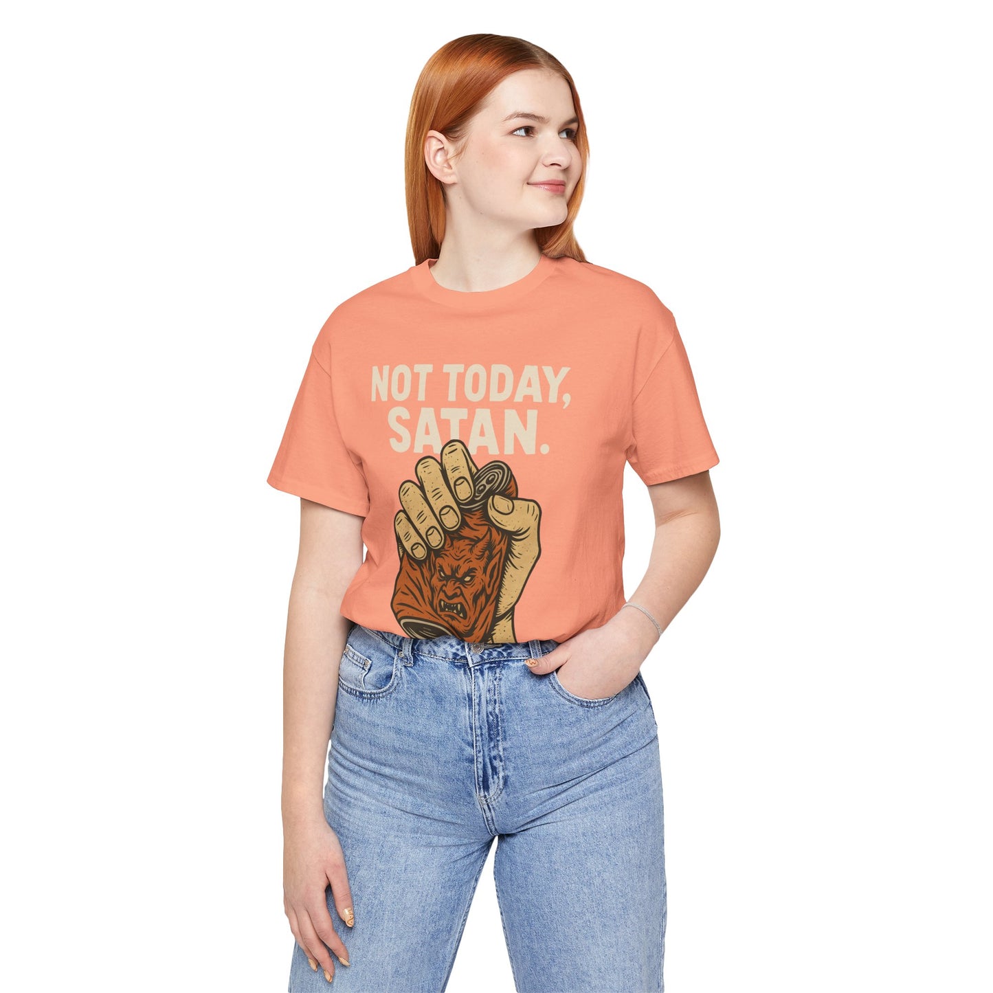 Not Today Satan Shirt – Funny Christian Faith Halloween Anti-Devil Tee