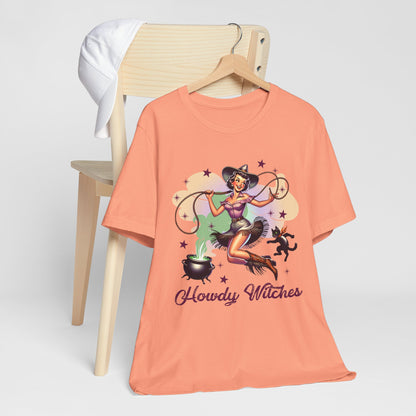 Howdy Witches Cowgirl Halloween Rodeo Western Black Cat T-Shirt