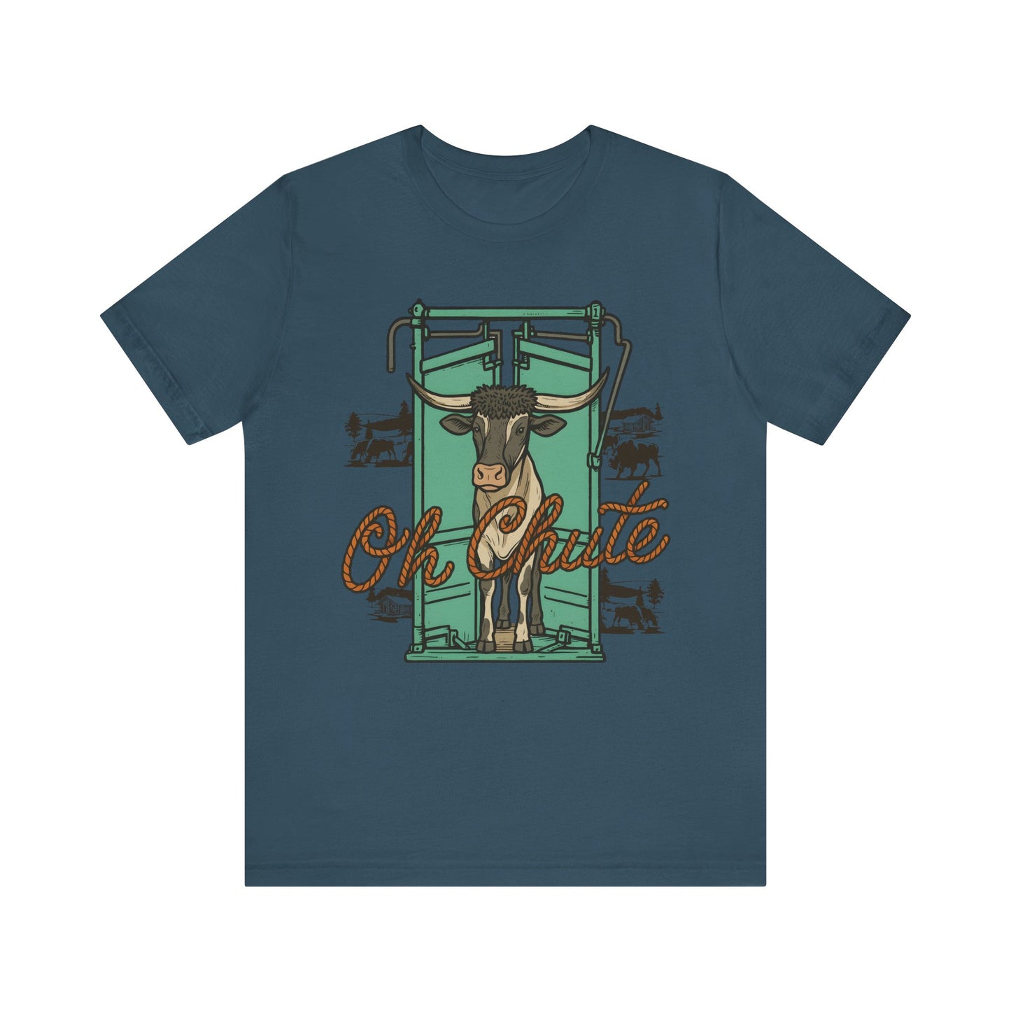 Oh Chute Teal Bull Shirt – Funny Rodeo Western Bucking Cowboy Tee