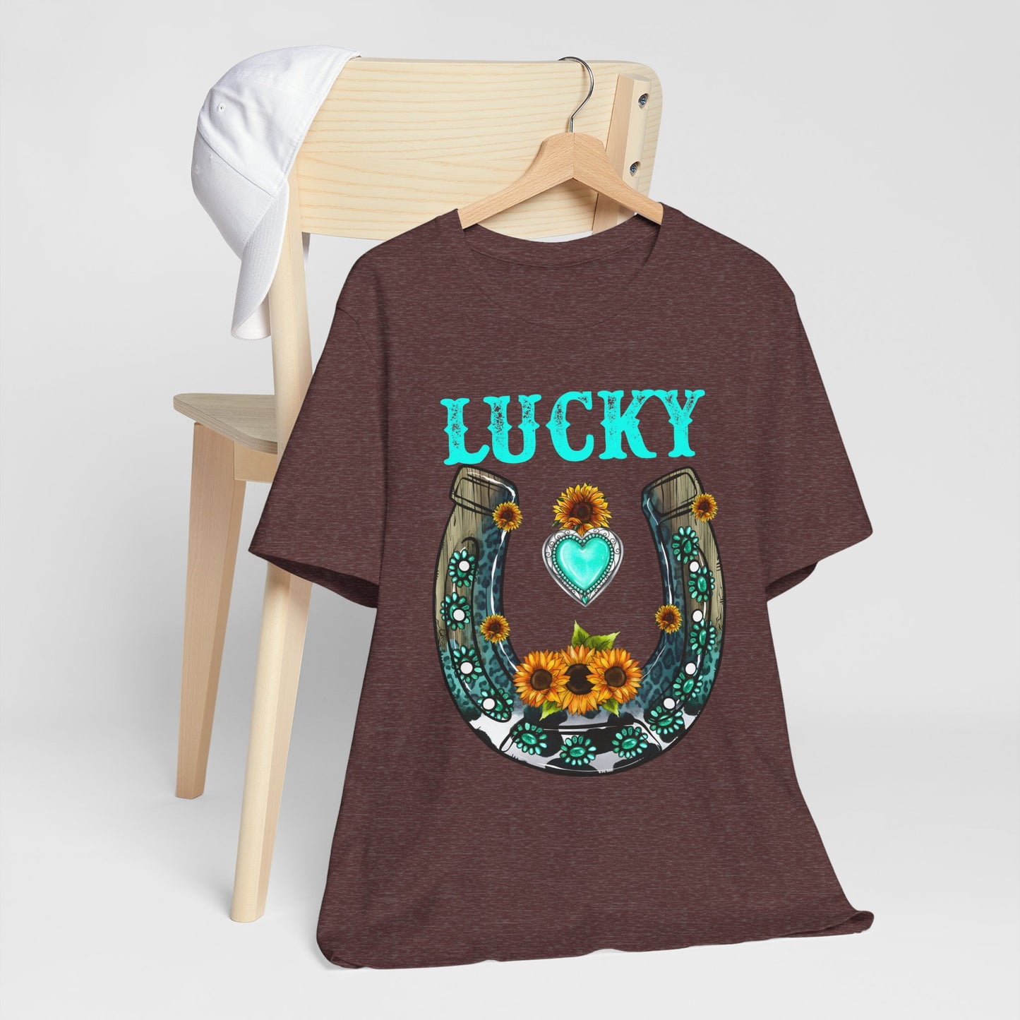Horse Shoe Lucky Shirt – Western Turquoise Gemstone Texas Sunflowers Tee