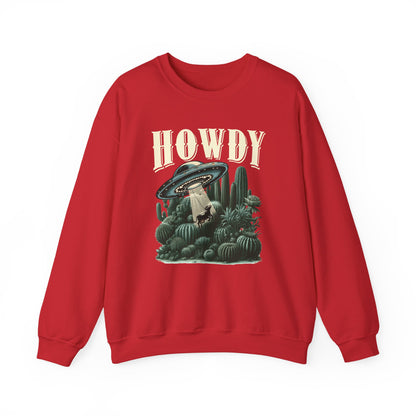 Howdy Cow Abduction Sweatshirt – Western UFO Rodeo Cactus Texas Pullover