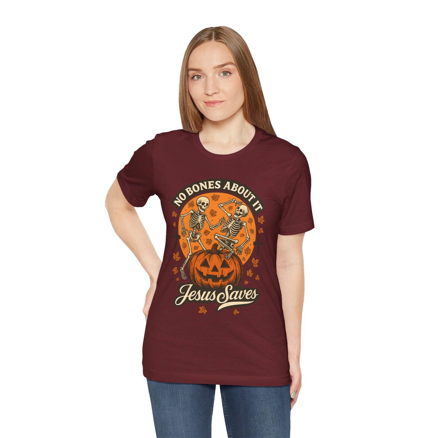 No Bones About It Jesus Saves Shirt – Christian Skeleton Halloween Faith Tee