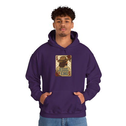 Jesus Is King Hoodie – Western Christian Playing Card Cowboy Retro Pullover