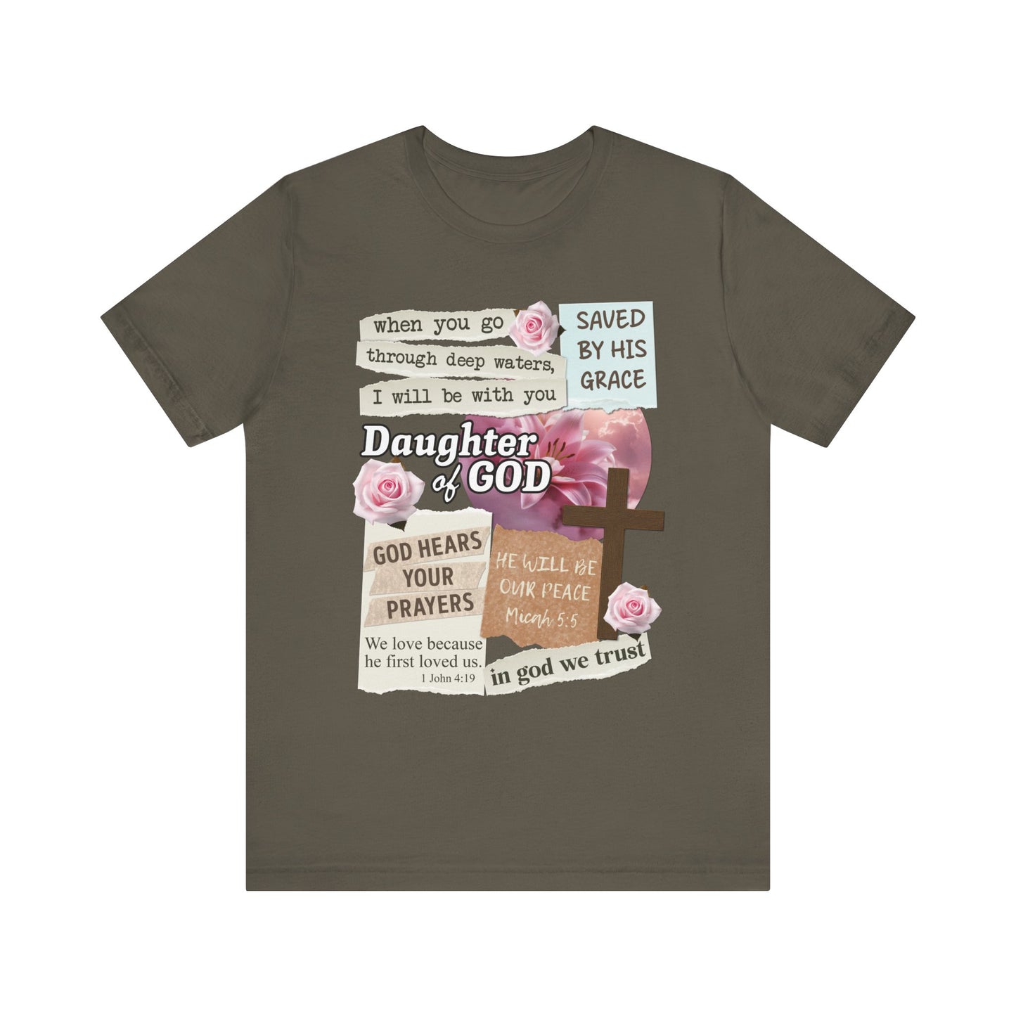 Daughter of God Shirt – Christian Floral Bible Verse Encouraging Faith Tee for Women