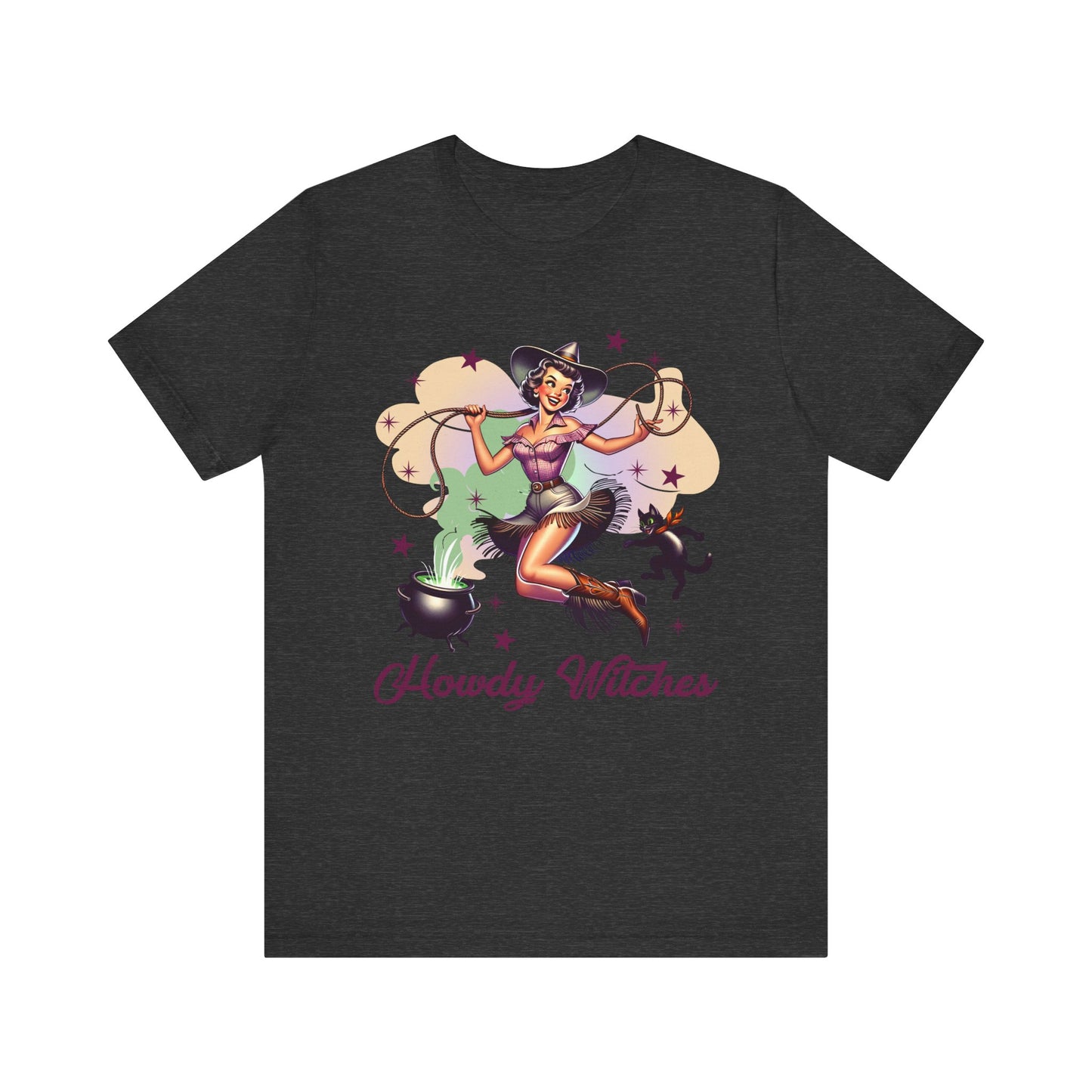Howdy Witches Cowgirl Halloween Rodeo Western Black Cat T-Shirt