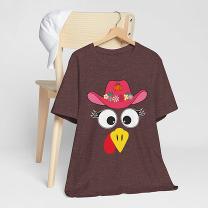 Thanksgiving Matching Couples Shirt Funny Turkey Face Cowboy Cowgirl Tee