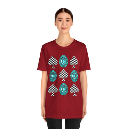 Western Turquoise Stone Shirt – Gemstone Playing Card Texas Rodeo Tee