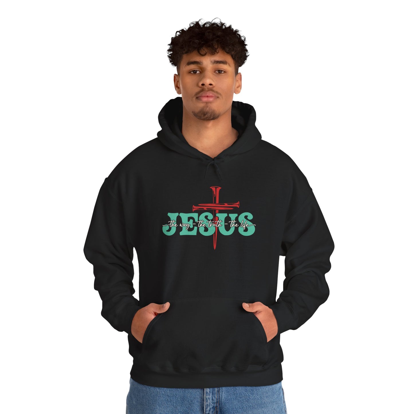 The Way Truth Life Christ Jesus Cross Nails Christian Bible Hoodie