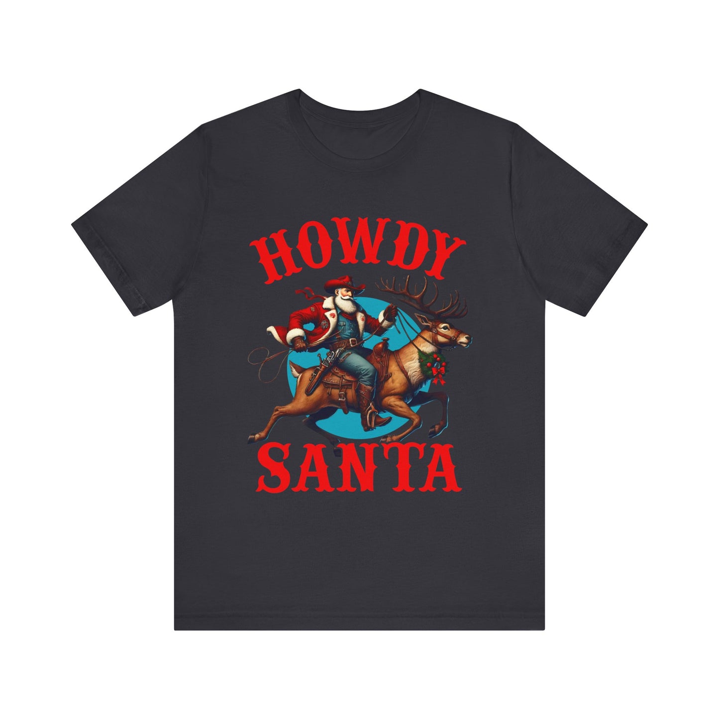 Howdy Santa Shirt – Funny Western Cowboy Riding Reindeer Christmas Rodeo Tee