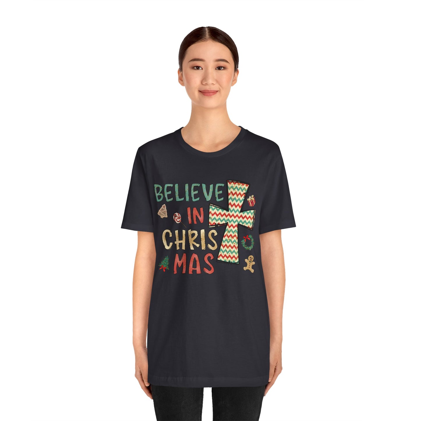 Believe in Christ-Mas Shirt – Retro Christian Jesus Vintage Holiday Faith Tee