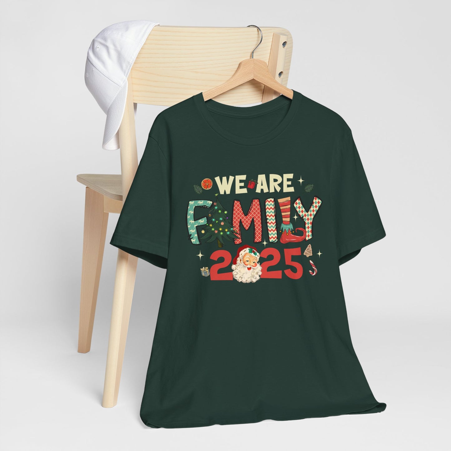 Vintage We Are Family Christmas Shirt – Retro Santa & Tree Matching Holiday Tee