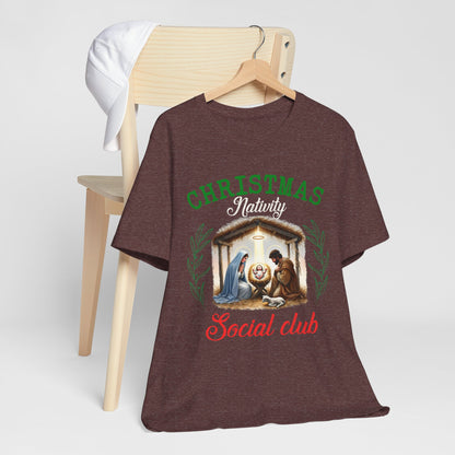 Christmas Nativity Social Club Shirt – Christian Nativity Scene Holiday Tee