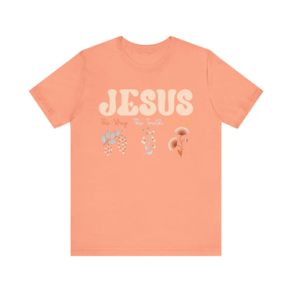 Jesus The Way The Truth The Life Shirt – Groovy Floral John 14:6 Christian Tee