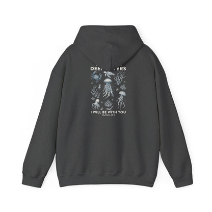 Deep Waters Hoodie – Isaiah 43:2 Christian Ocean Bible Verse Pullover