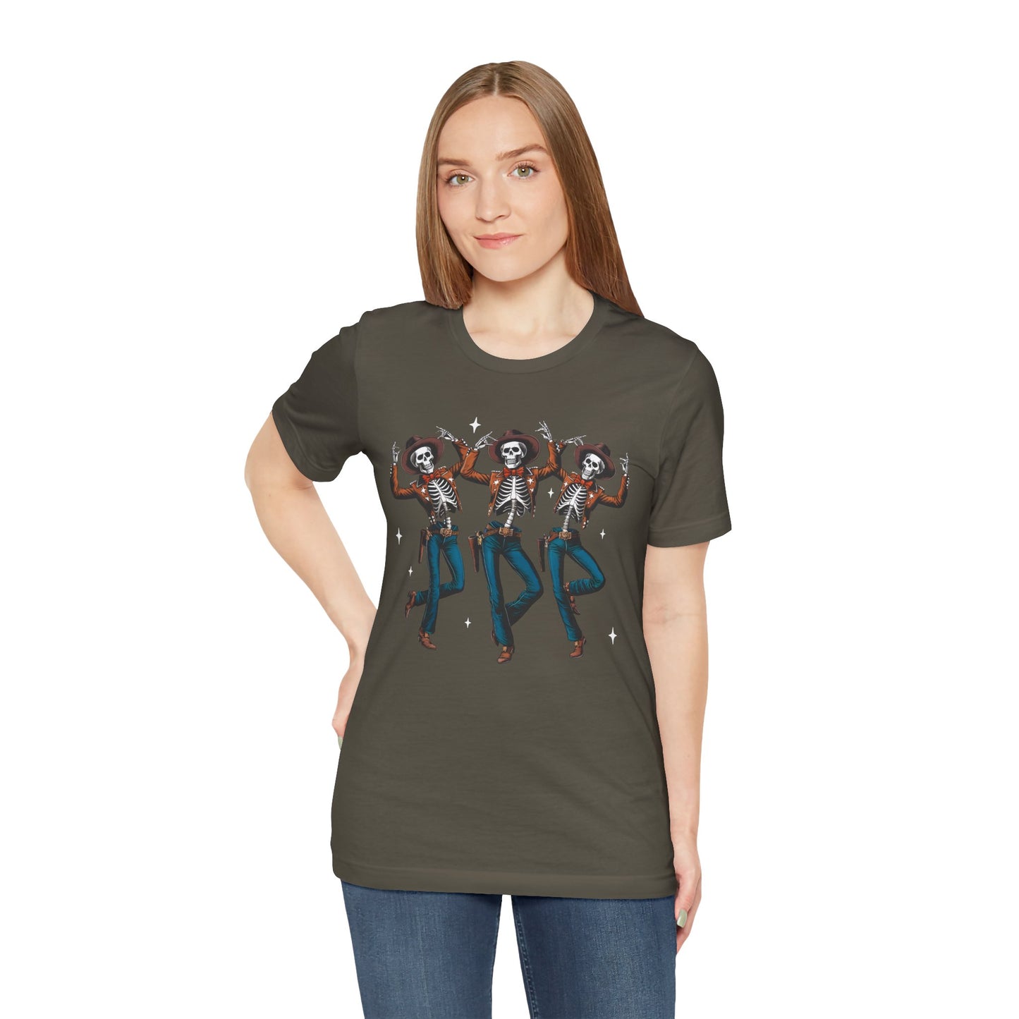 Halloween Western Dancing Skeletons Cowboy Creepy Country T-Shirt